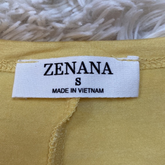Zenana V-Neck Tie Waist Top💗 Banana Yellow - Picture 10 of 11